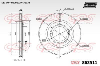 863511 MAXTECH Тормозной диск