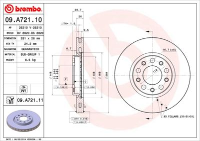 09A72111 BREMBO Тормозной диск