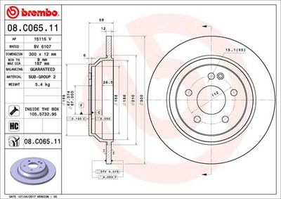 08C06511 BREMBO Тормозной диск