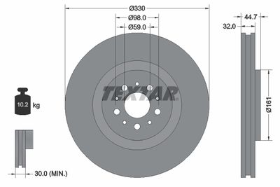 92119600 TEXTAR Тормозной диск