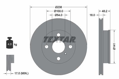 92055800 TEXTAR Тормозной диск