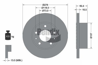 BDS1465 BENDIX Braking Тормозной диск