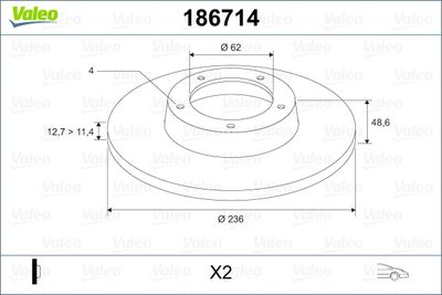 186714 VALEO Тормозной диск