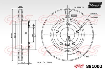 881002 MAXTECH Тормозной диск