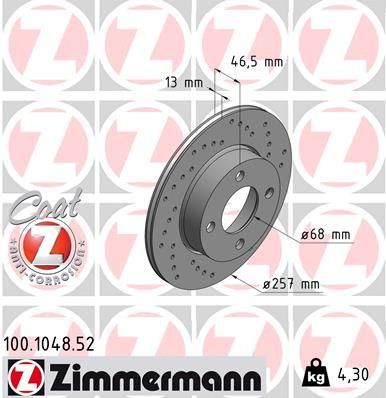 100104852 ZIMMERMANN Тормозной диск