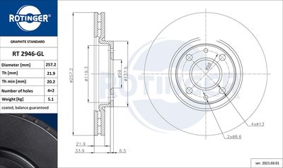 RT2946GL ROTINGER Тормозной диск