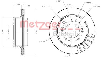 6110582 METZGER Тормозной диск