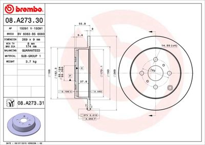 08A27330 BREMBO Тормозной диск