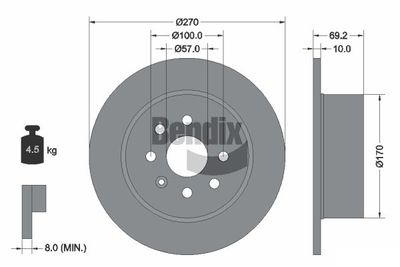 BDS2041 BENDIX Braking Тормозной диск