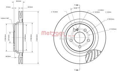 6110873 METZGER Тормозной диск