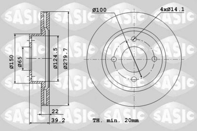 9004876J SASIC Тормозной диск