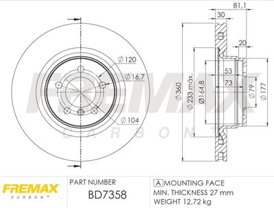 BD7358 FREMAX Тормозной диск