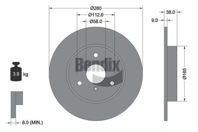 BDS1265 BENDIX Braking Тормозной диск