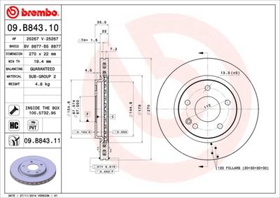 09B84311 BREMBO Тормозной диск