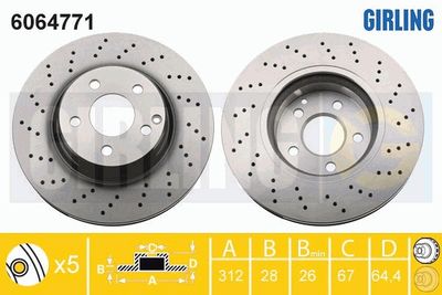 6064771 GIRLING Тормозной диск