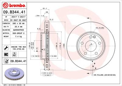09B34441 BREMBO Тормозной диск