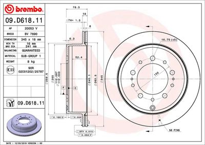 09D61811 BREMBO Тормозной диск