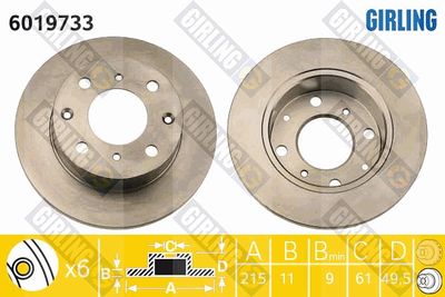 6019733 GIRLING Тормозной диск