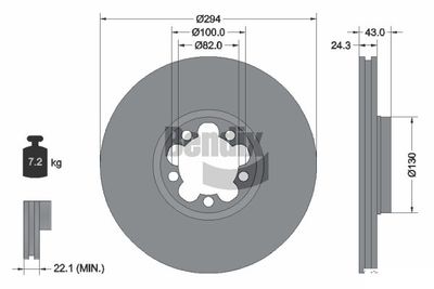 BDS1308 BENDIX Braking Тормозной диск