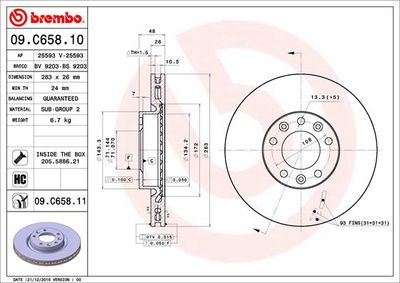 09C65811 BREMBO Тормозной диск