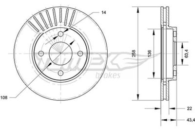 TX7013 TOMEX Brakes Тормозной диск