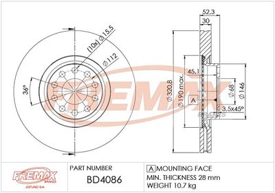 BD4086 FREMAX Тормозной диск