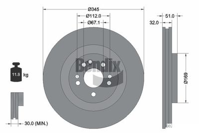 BDS1337HC BENDIX Braking Тормозной диск