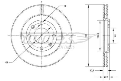 TX7031 TOMEX Brakes Тормозной диск