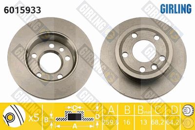 6015933 GIRLING Тормозной диск