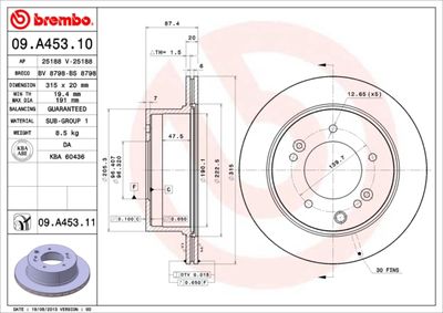 09A45310 BREMBO Тормозной диск