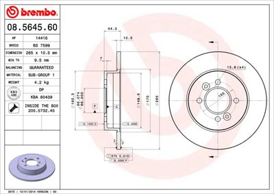 08564560 BREMBO Тормозной диск