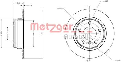 6110055 METZGER Тормозной диск