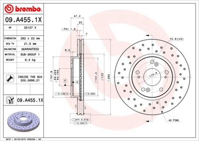 09A4551X BREMBO Тормозной диск