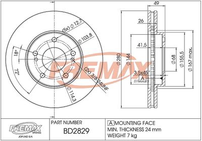 BD2829 FREMAX Тормозной диск