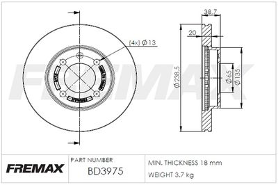 BD3975 FREMAX Тормозной диск