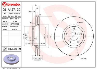 09A42721 BREMBO Тормозной диск
