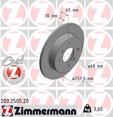 200250520 ZIMMERMANN Тормозной диск