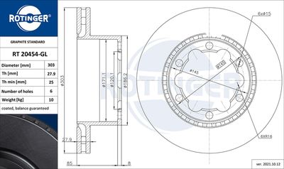 RT20454GL ROTINGER Тормозной диск