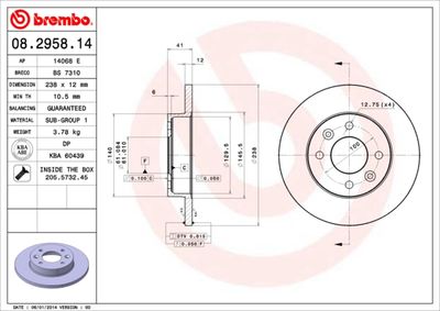 08295814 BREMBO Тормозной диск