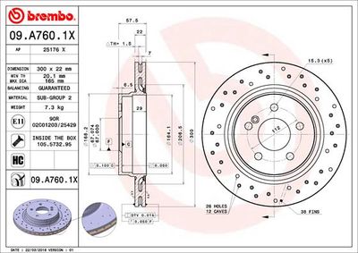 09A7601X BREMBO Тормозной диск