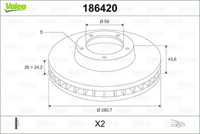 186420 VALEO Тормозной диск