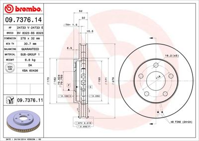 09737614 BREMBO Тормозной диск