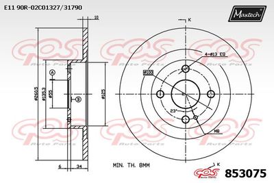 853075 MAXTECH Тормозной диск