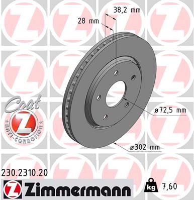 230231020 ZIMMERMANN Тормозной диск