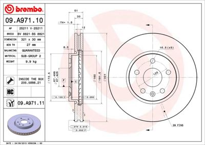 09A97110 BREMBO Тормозной диск