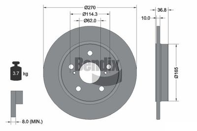 BDS1126 BENDIX Braking Тормозной диск