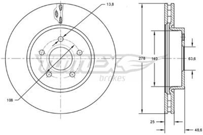 TX7302 TOMEX Brakes Тормозной диск