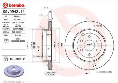 09D94211 BREMBO Тормозной диск