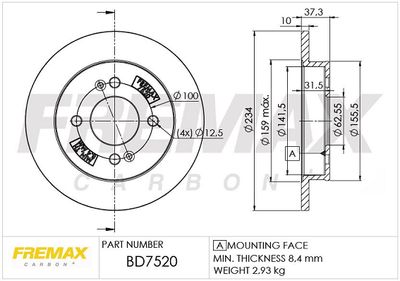 BD7520 FREMAX Тормозной диск