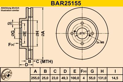 BAR25155 BARUM Тормозной диск